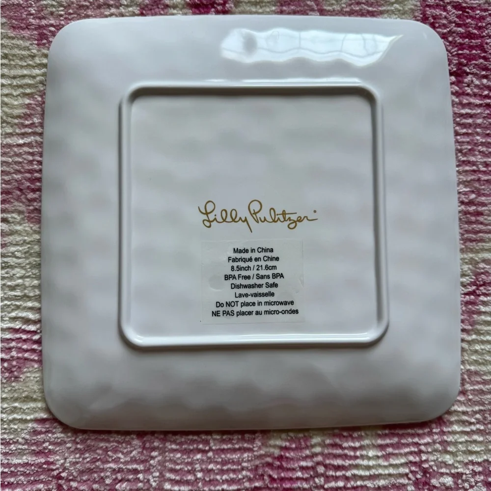 NWOB Lilly Pulitzer Set of 4 Square Melamine Plates Boatylicious Sway With Me
